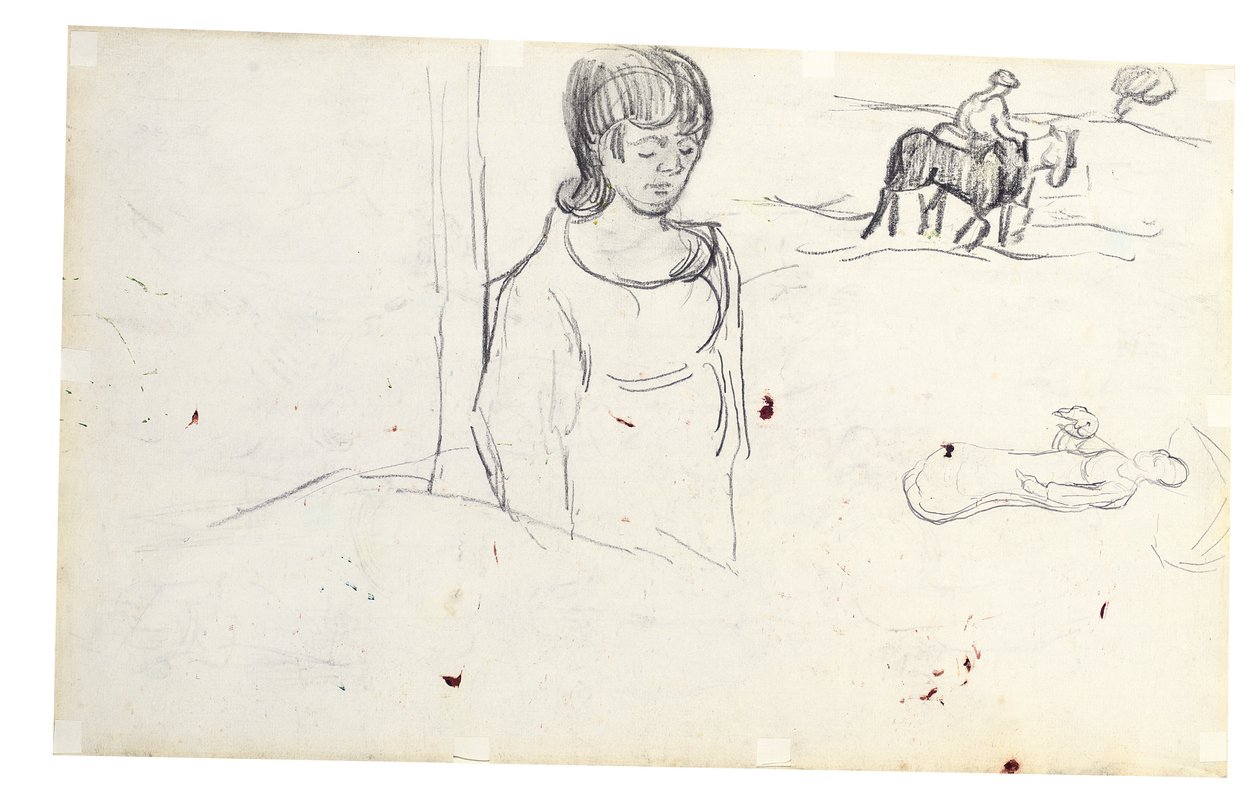 Studien von Frau und Bauernlandschaft von Vincent van Gogh