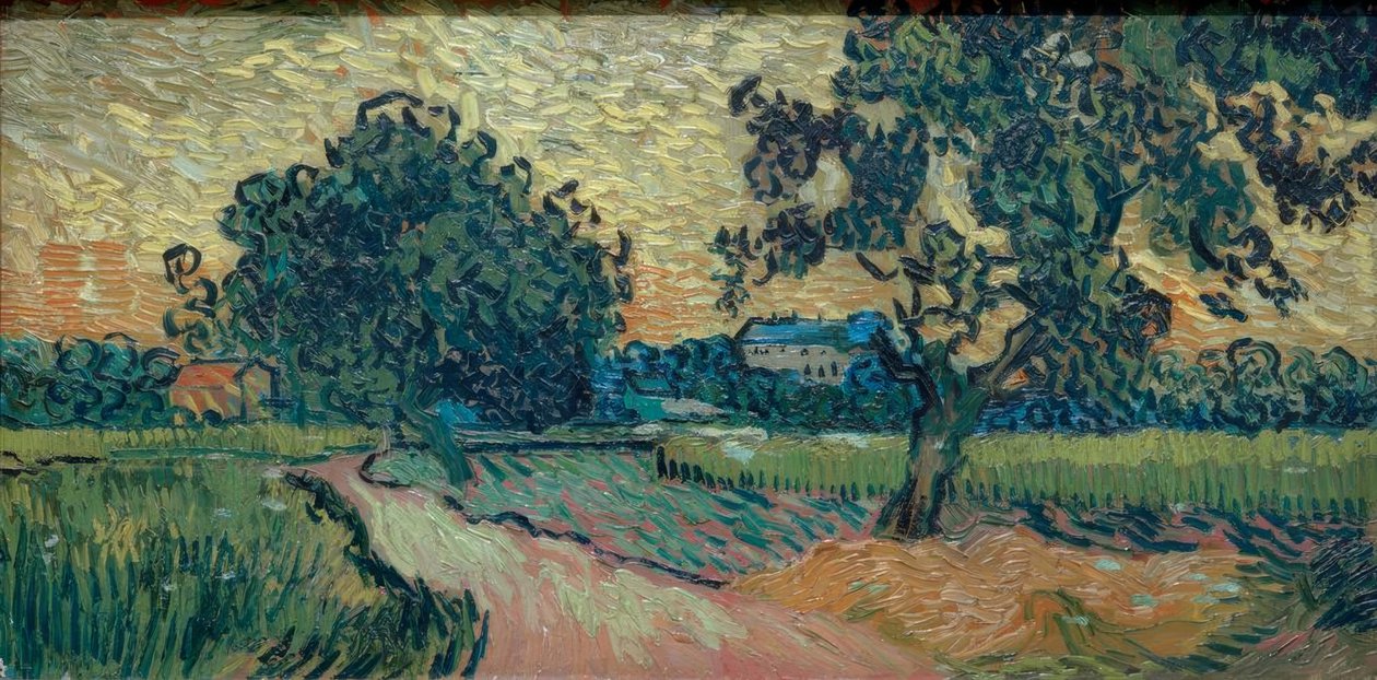 Zwei Birnbäume und das Schloss von Auvers von Vincent van Gogh