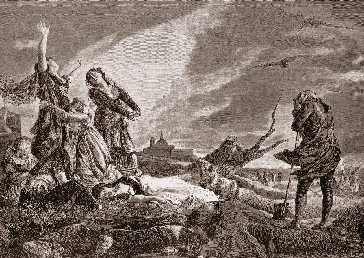 Spanischer Unabhängigkeitskrieg (1808-1814). Beerdigung in La Moncloa, Madrid am 3. Mai von Vincente Gonzalez Palmaroli
