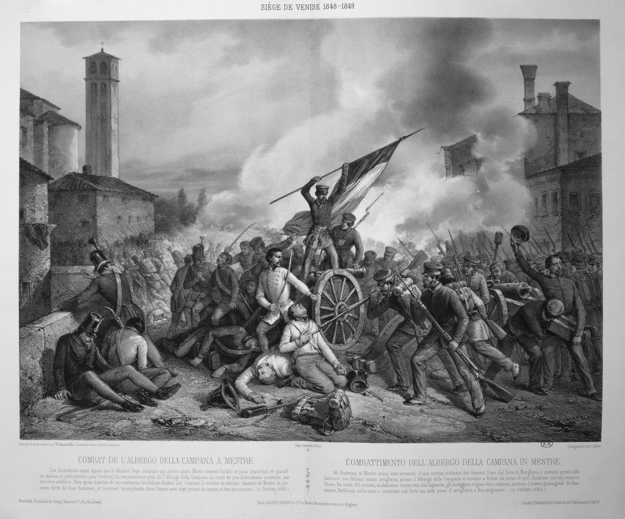 Die Schlacht von Albergo della Campana in Mestre am 27. Oktober 1848 während der Belagerung von Venedig 1848-9 von Vincenzo (after) Giacomelli