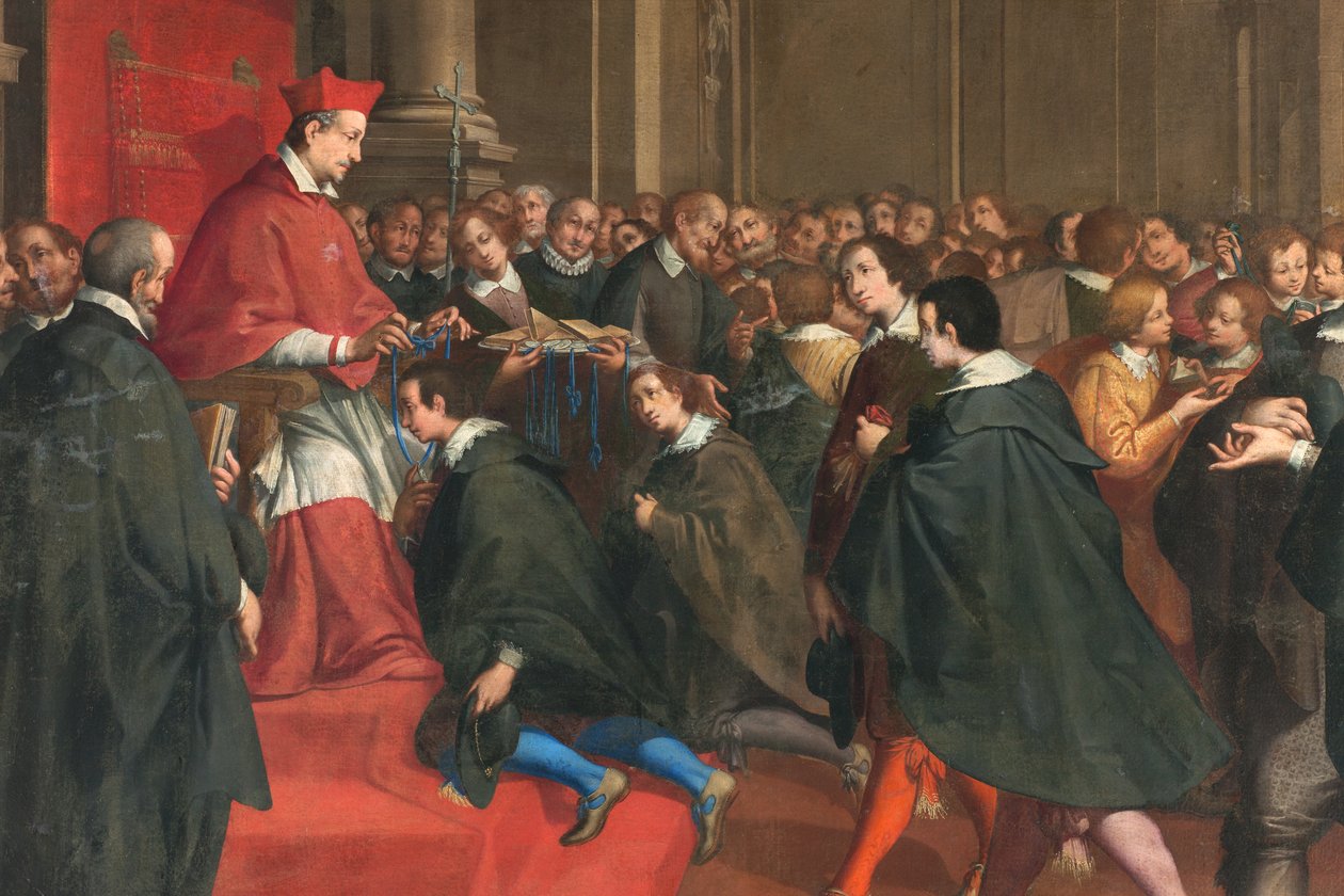 Mailand, Kirche San Francesco da Paola, Fratelli Campi, Kardinal Federico organisiert die Gruppe der christlichen Lehrmeister von Vincenzo and Campi Antonio Campi