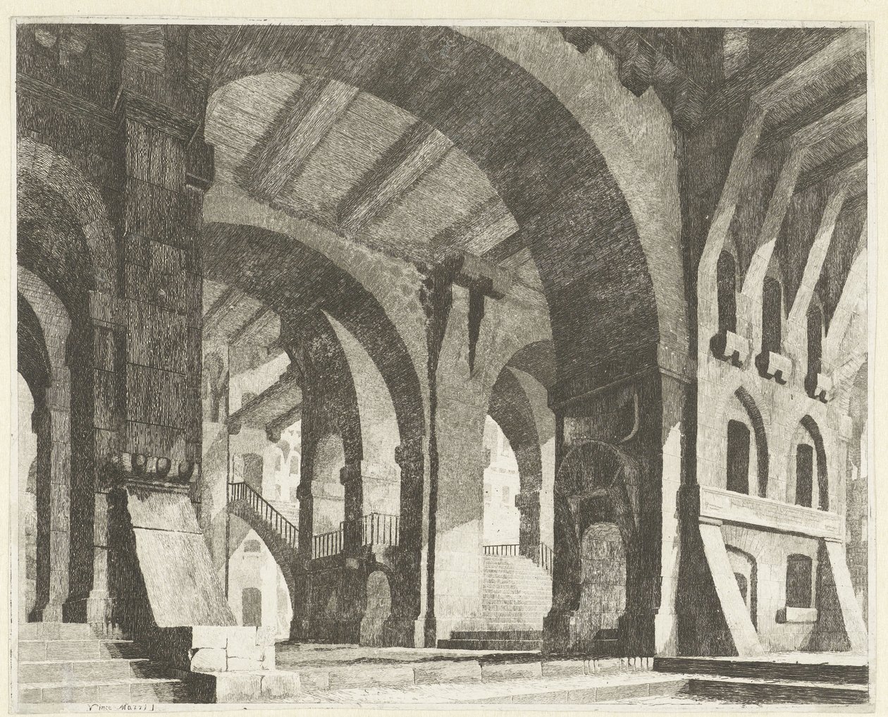 Hoher Raum mit Rundbögen von Vincenzo Mazzi