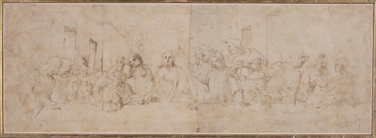 a) Das letzte Abendmahl; b) Putti, um 1515 von Vincenzo Tamagni