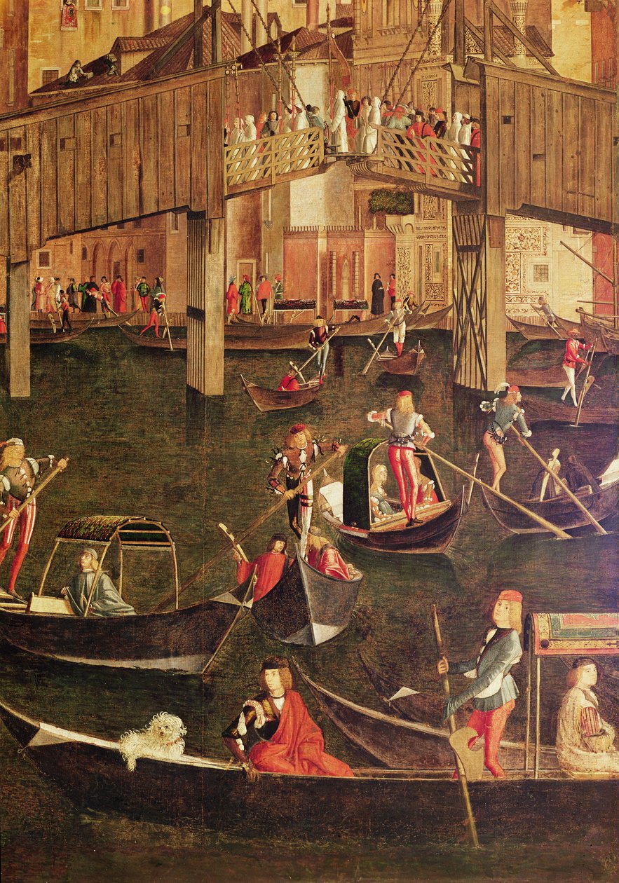 Detail des Wunders des Relikts des Wahren Kreuzes auf der Rialto-Brücke, 1494 (Detail) von Vittore Carpaccio
