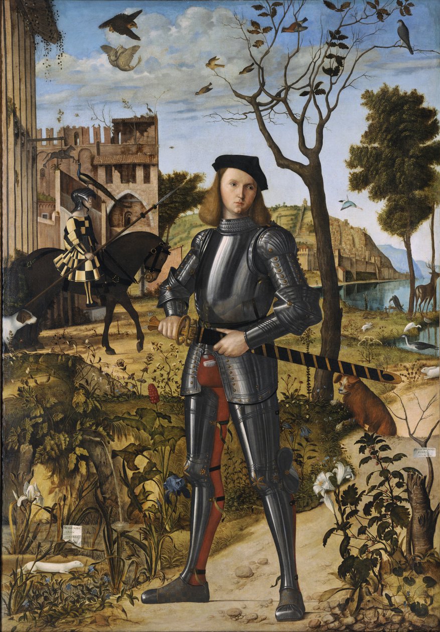 Junger Ritter in einer Landschaft von Vittore Carpaccio