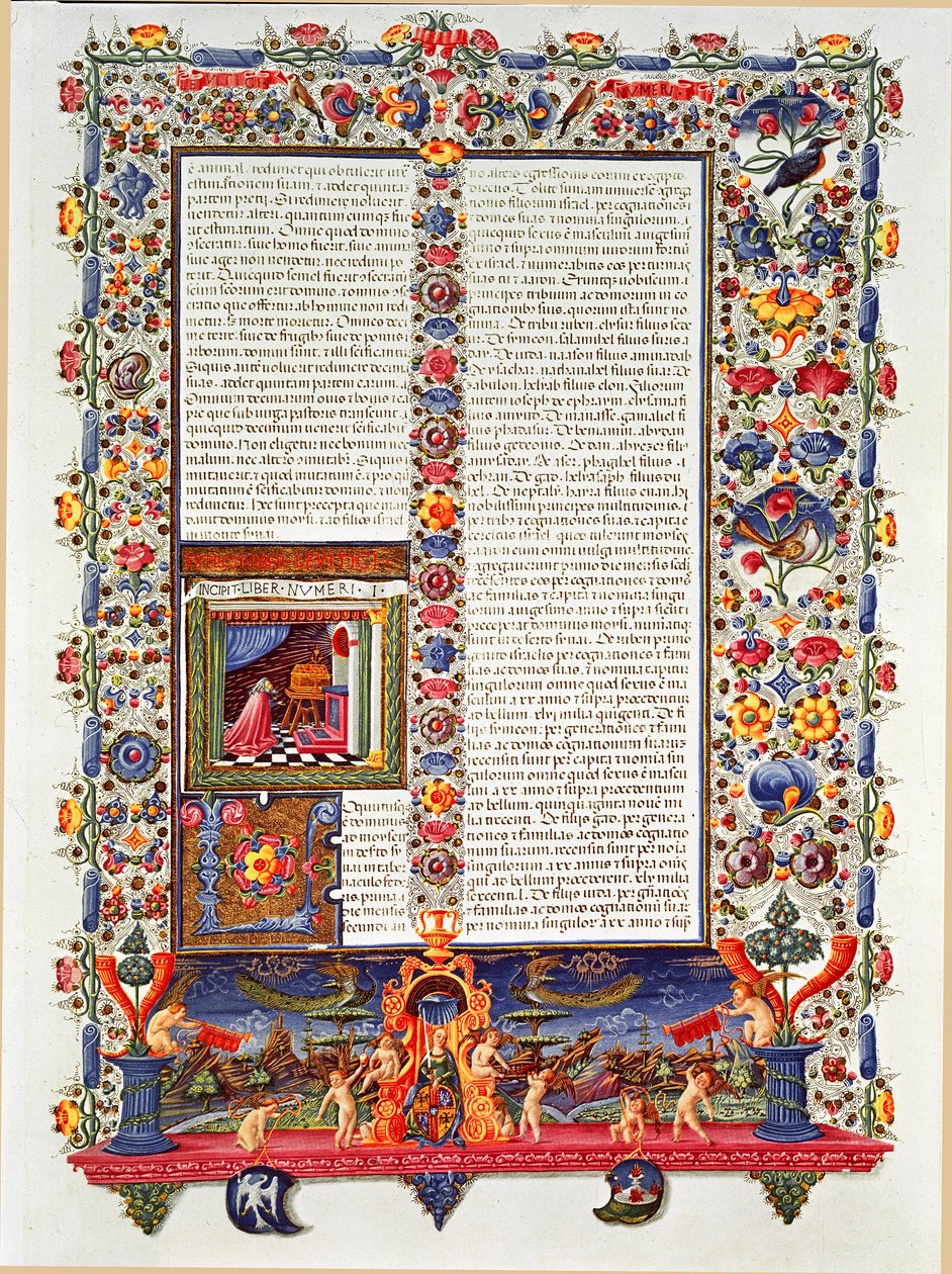 Seite aus dem Manuskript der Bibel von Borso d