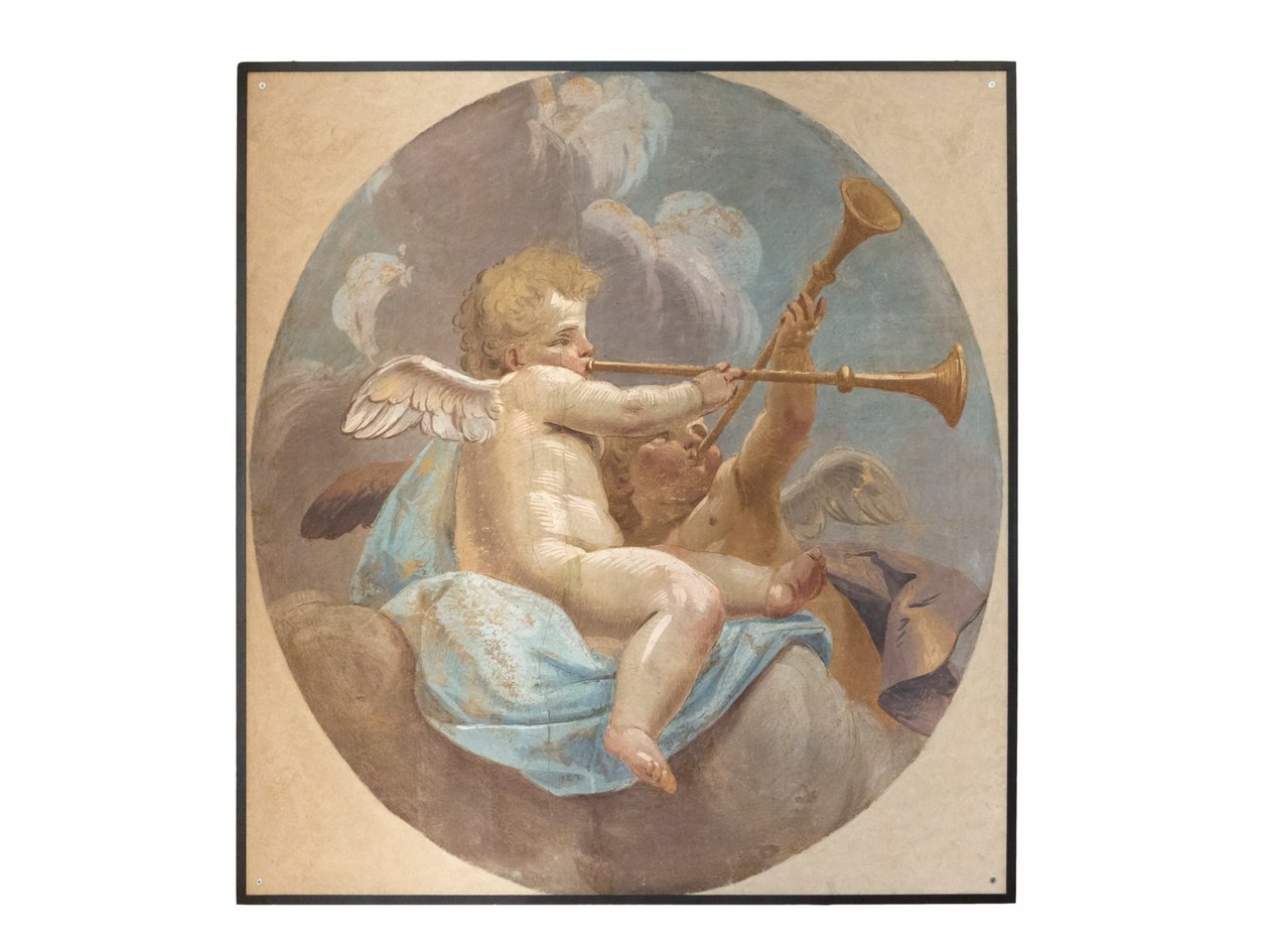 Fresken von Engeln, ursprünglich aus der St. Augustinus Kirche von Vittorio Maria Bigari