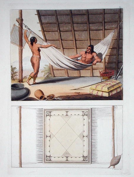 Innenraum eines Hauses, Karibenstamm, Niederländische Antillen, Tafel 67 aus 