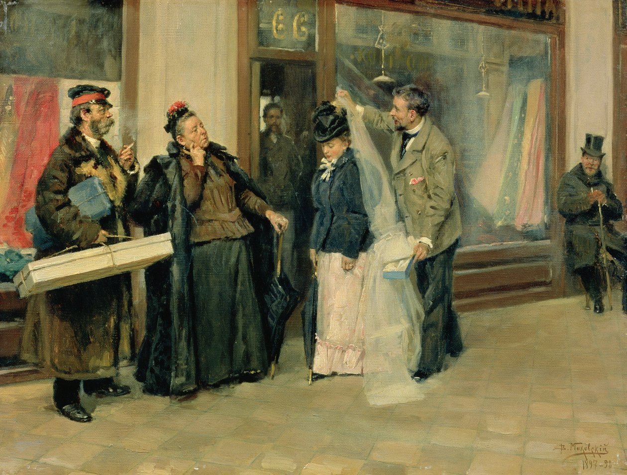 Die Wahl der Hochzeitsgeschenke, 1897-98 von Vladimir Egorovic Makovsky
