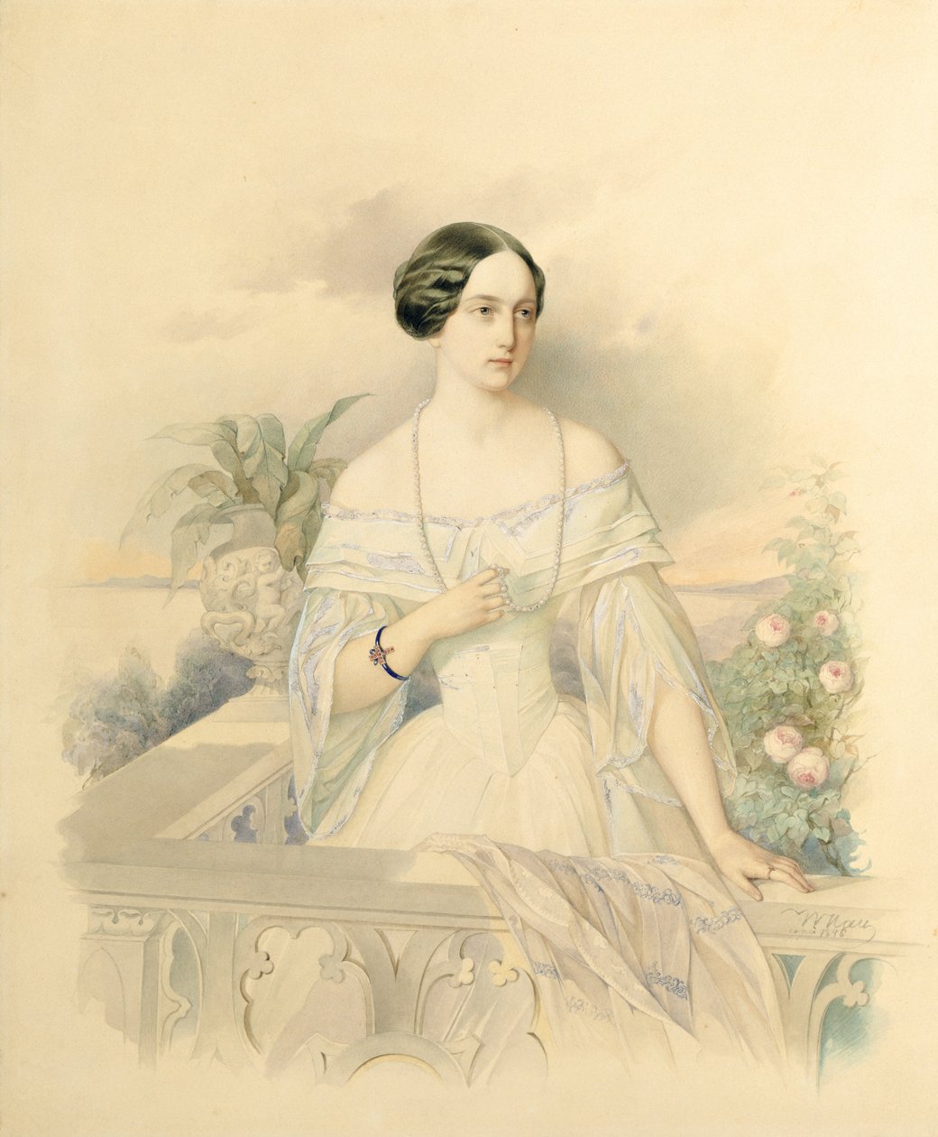 Porträt der Großherzogin Olga Nikolajewna, 1846 von Vladimir Ivanovich Hau