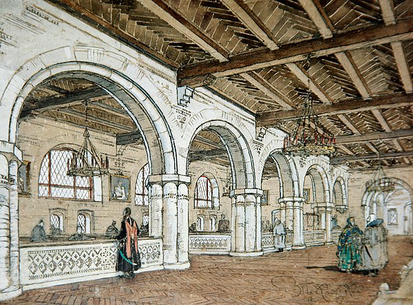 Entwurf für das Innere einer Bank, basierend auf dem Stil des 17. Jahrhunderts von Vladimir Pokrovsky
