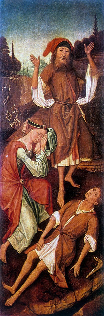 Adam und Eva weinen über den Körper von Abel, um 1440-1495 von Vrancke van der Stockt