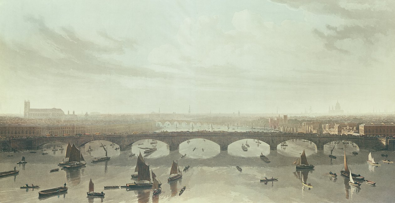 Ansicht der Brücke, die über die Themse bei Vauxhall gebaut wird, 1810 von W Daniel