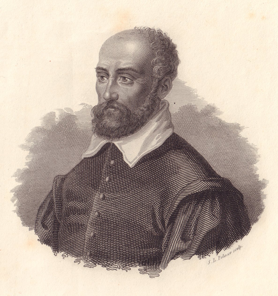 Porträt des italienischen Architekten Andrea Palladio, Pseudonym von Andrea di Pietro (1508-1580), Kupferstich von John Ward Dunsmore