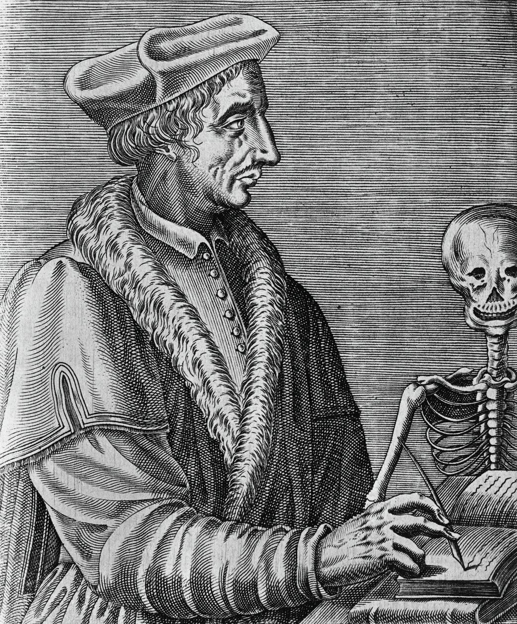 Porträt von Jean Francois Fernel (1497-1558), französischer Arzt, Astronom und Mathematiker, Gravur von Nicolas II de Larmessin (ca. 1638-1694) von John Ward Dunsmore
