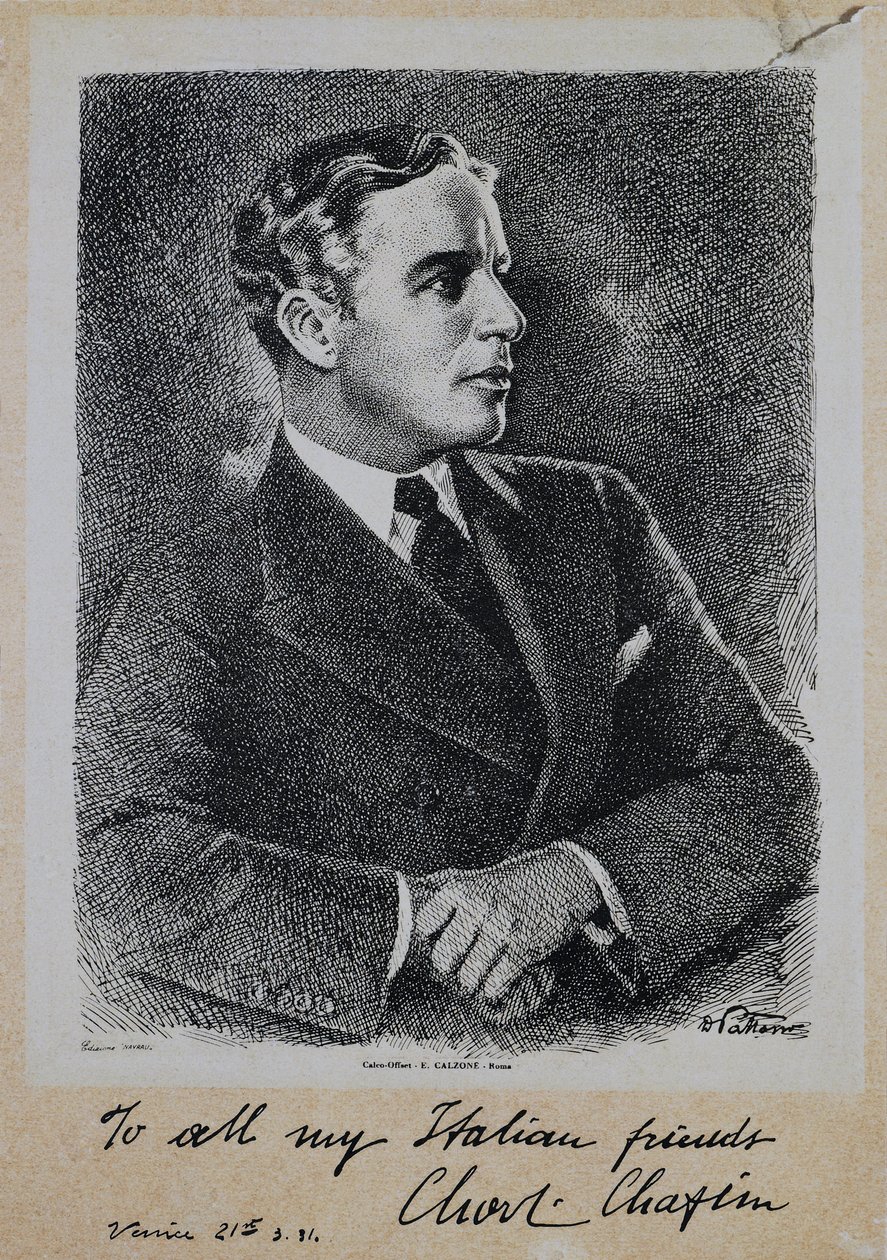 Porträt von Sir Charles Spencer Chaplin (1889-1977), englischer Schauspieler und Regisseur von John Ward Dunsmore
