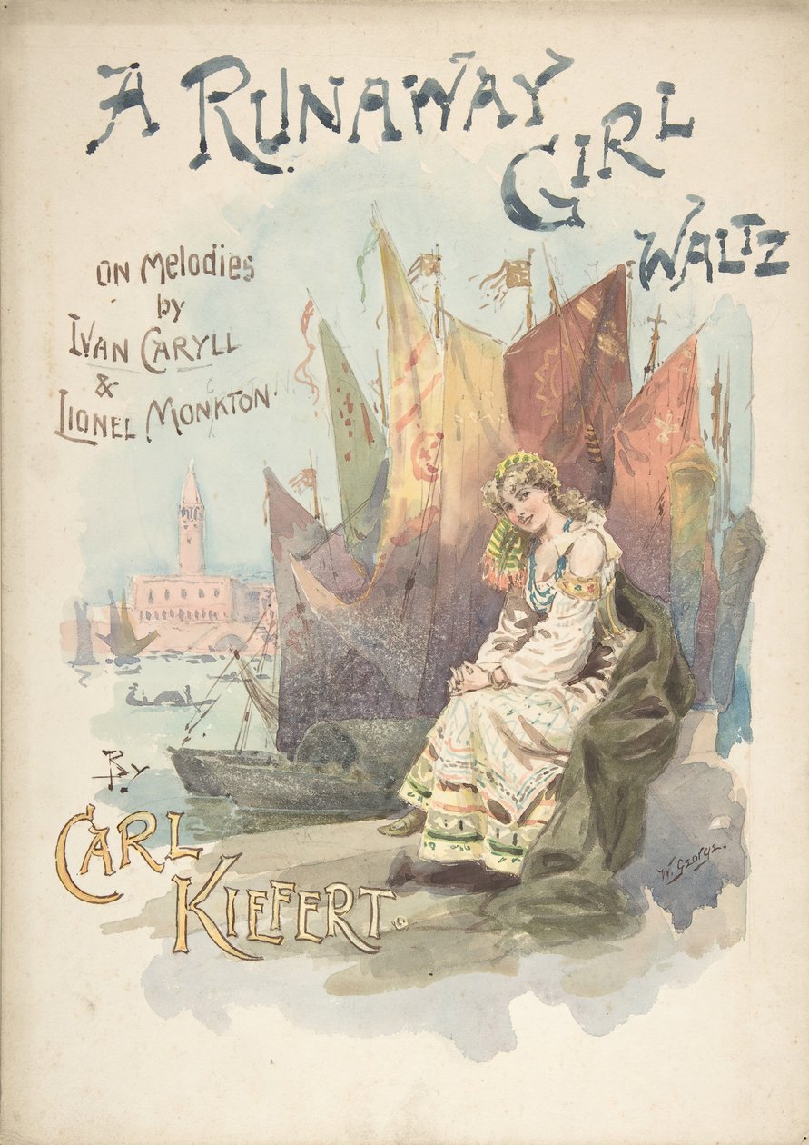 Entwurf für Musikcover: A Runaway Girl Waltz, 1898 von W. George