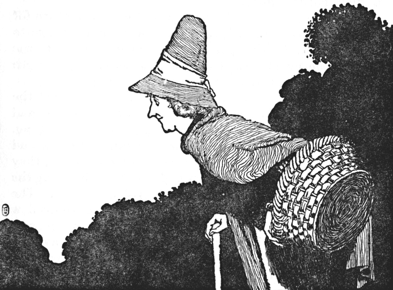 Und traf eine alte Frau mit einem Korb voller Beeren, ca. 1930 von William Heath Robinson