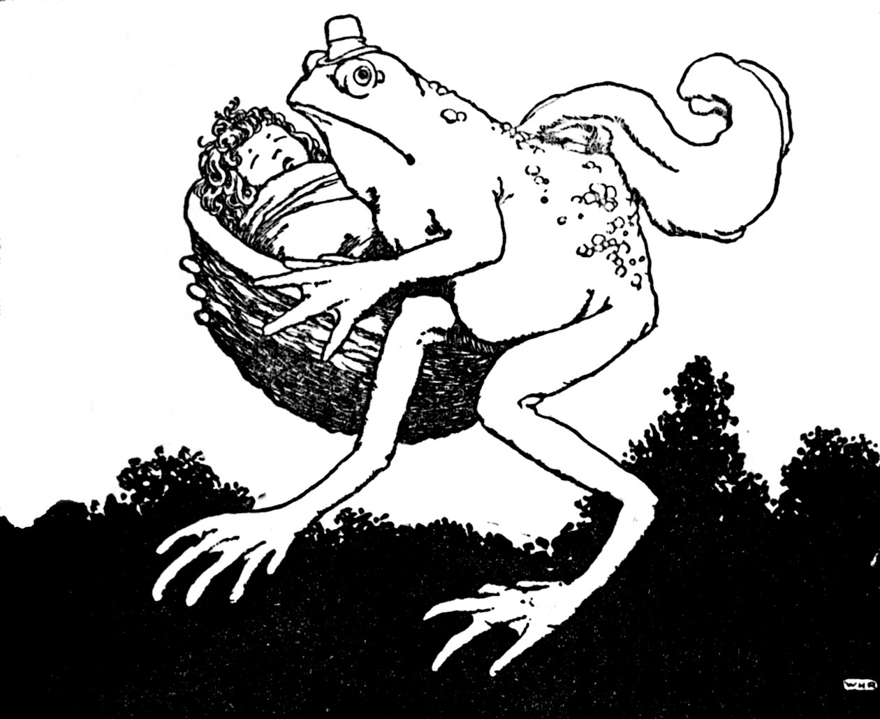 Das ist genau die Frau für meinen Sohn, sagte die Kröte, ca. 1930 von William Heath Robinson