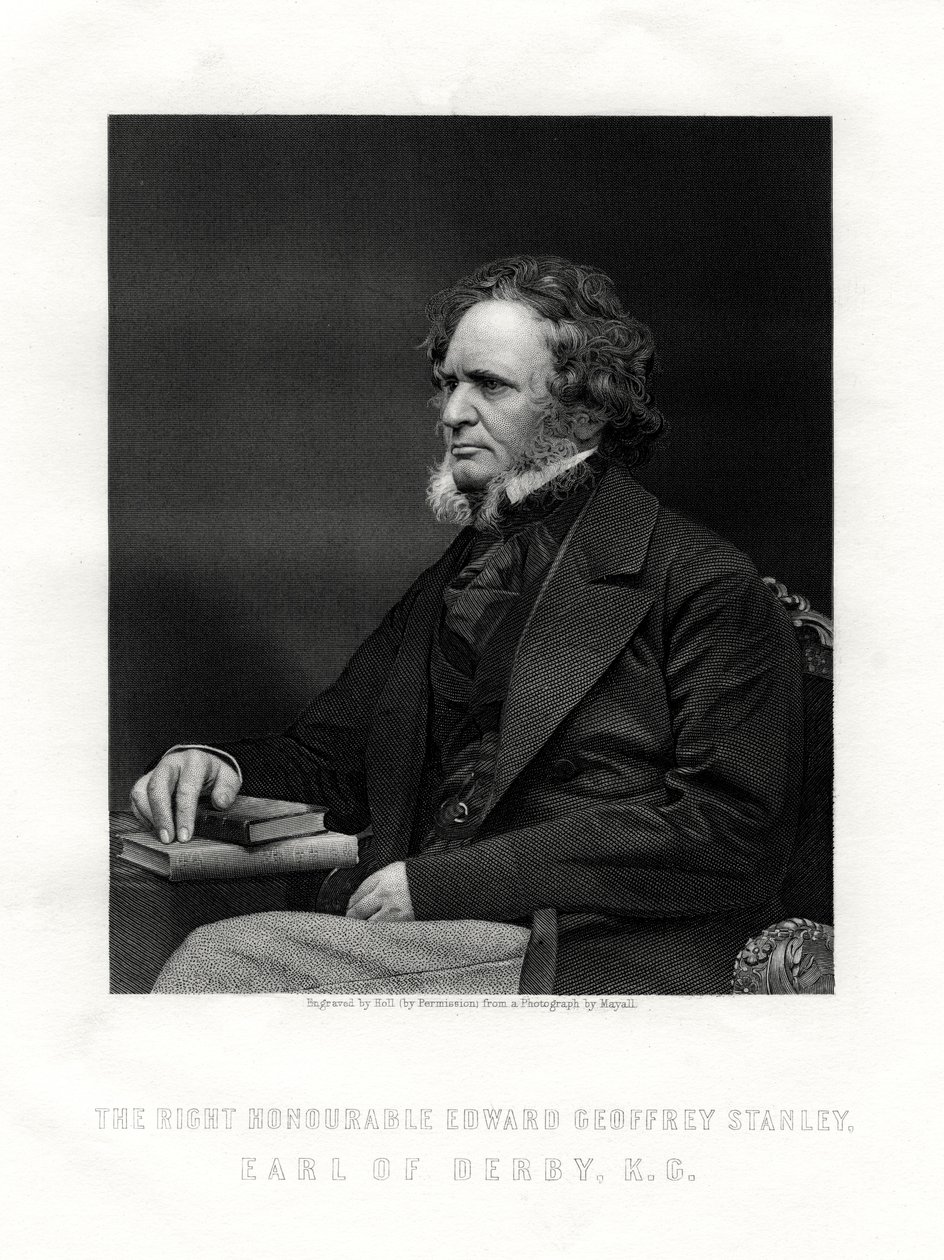 Edward Geoffrey Smith-Stanley, 14. Earl of Derby, britischer Staatsmann, um 1850-1899 von W. Holl