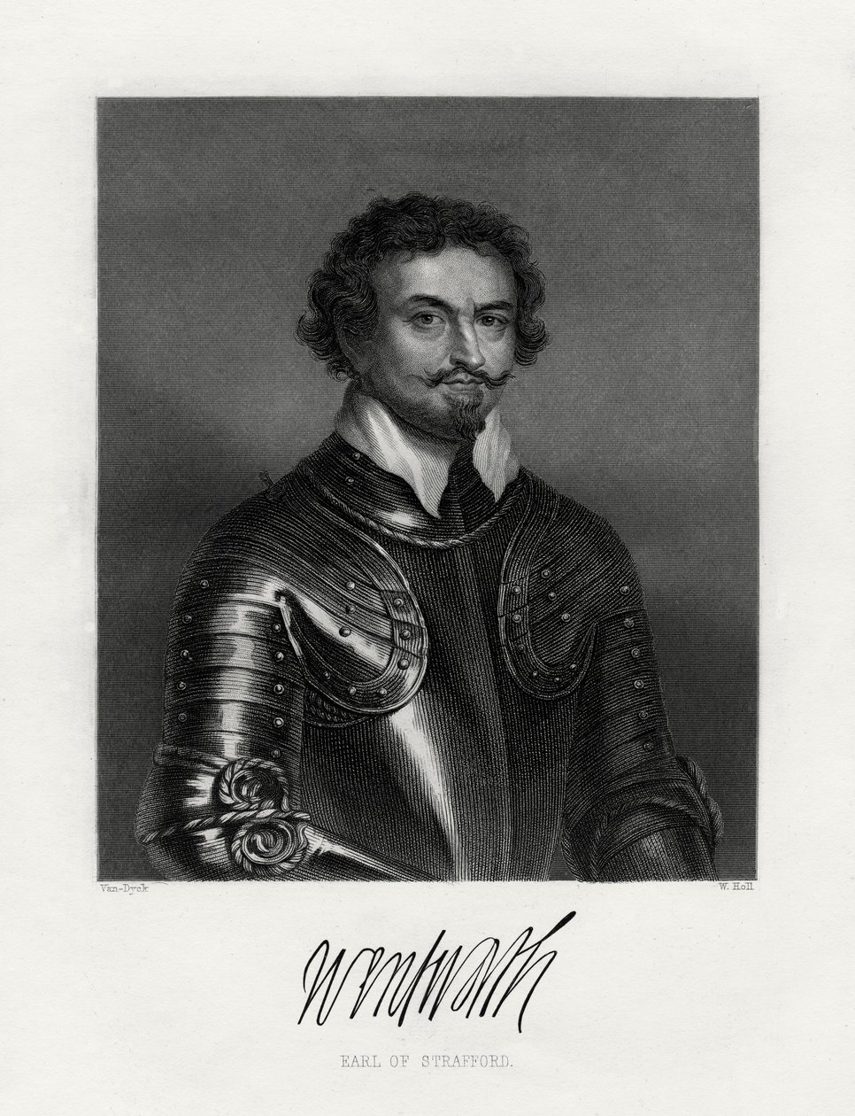 Porträt von Thomas Wentworth, 1. Earl of Strafford 1593-1641, 19. Jahrhundert von W. Holl
