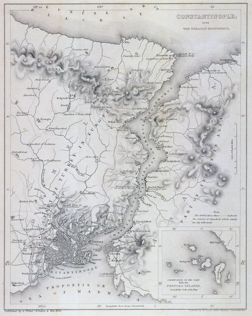 Konstantinopel und der Bosporus, um 1850 von W Hughes