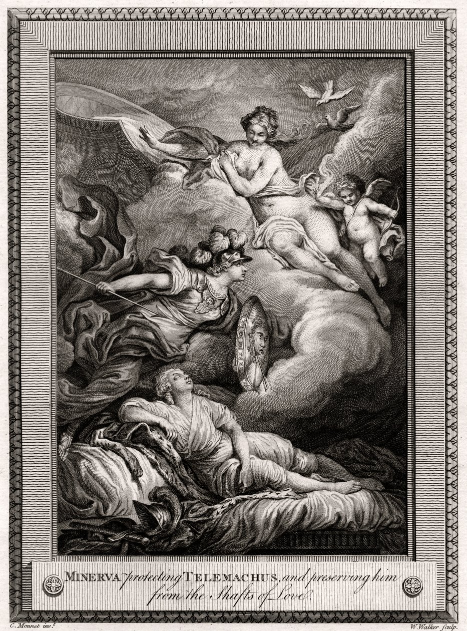Minerva schützt Telemach und bewahrt ihn vor den Pfeilen der Liebe, 1775 von W. Walker