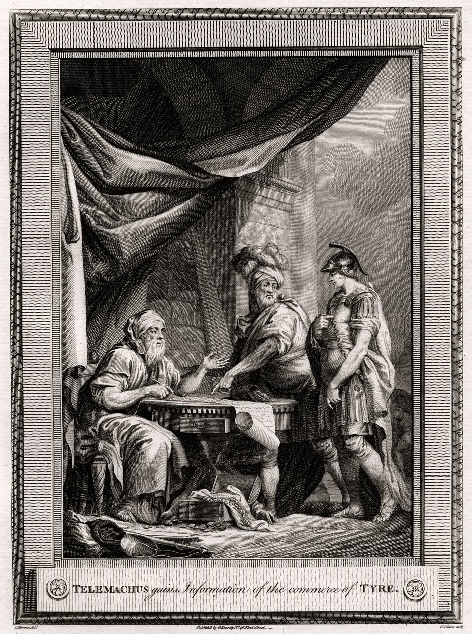 Telemachus erhält Informationen über den Handel von Tyros, 1775 von W. Walker
