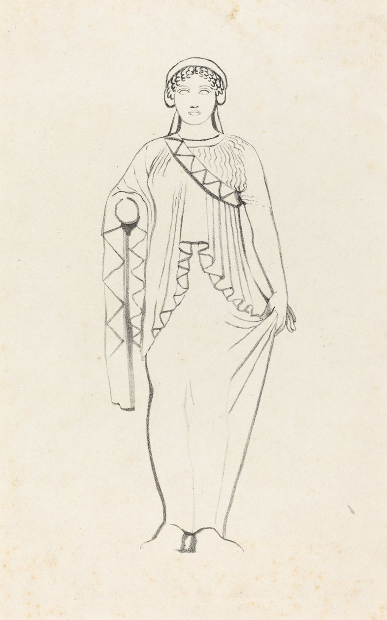 Statue auf dem Giebel über der Westfront eines Tempels in Ägina von W. Walton after John Flaxman