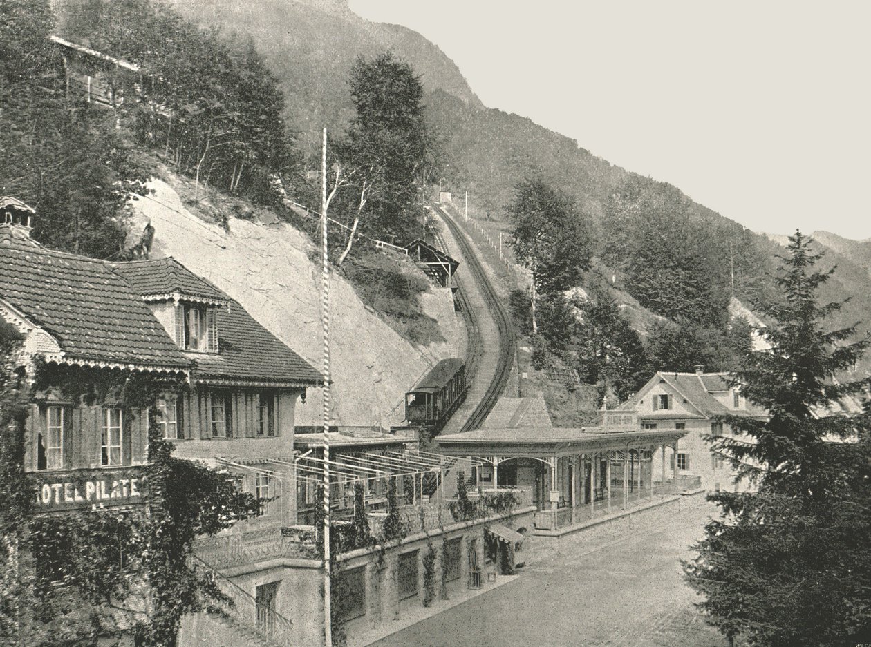 Startpunkt der Pilatusbahn, Alpnachstad, Schweiz, 1895 von W and S Ltd