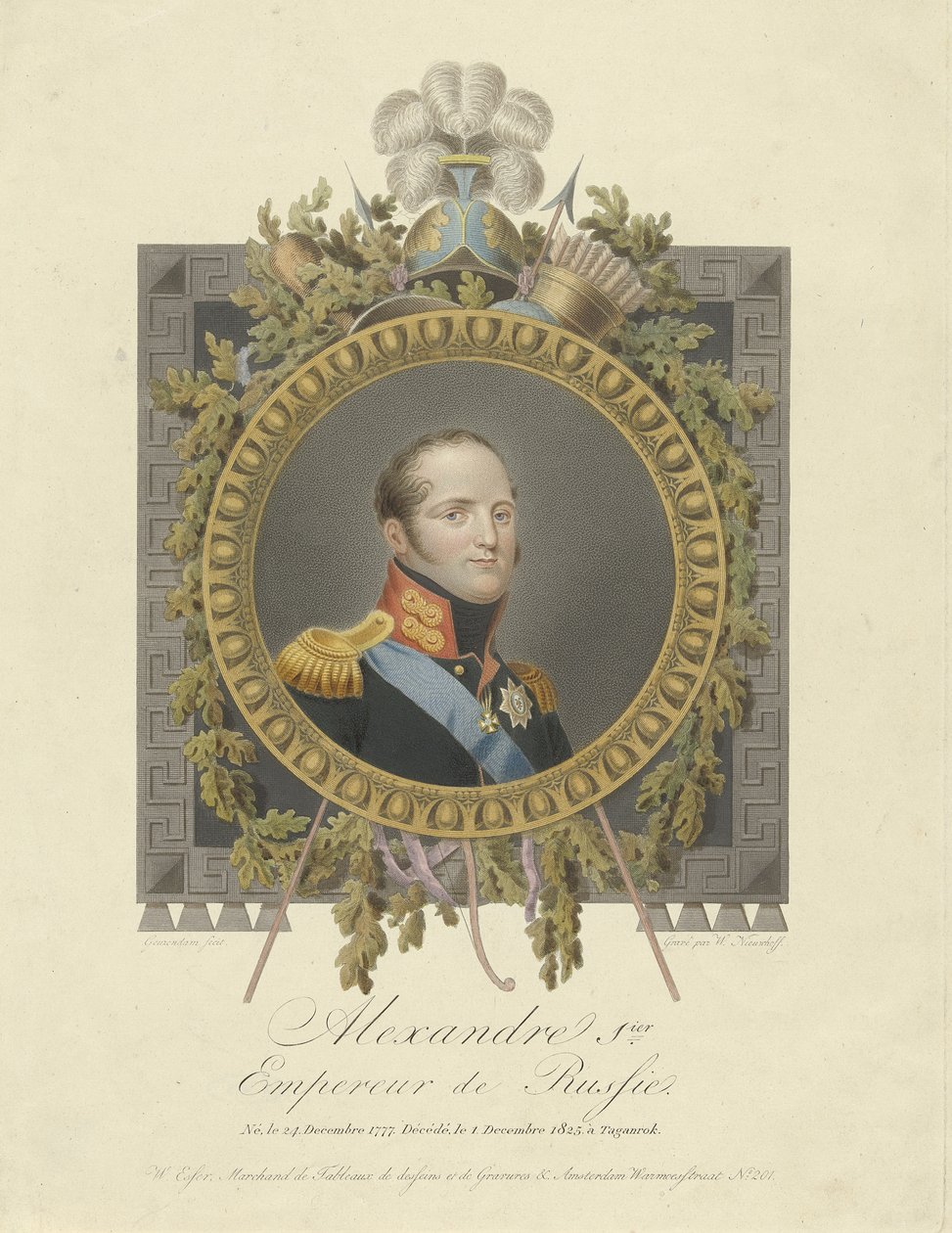 Porträt von Kaiser Alexander I. 1777-1825, 1825 von Walraad Nieuwhoff