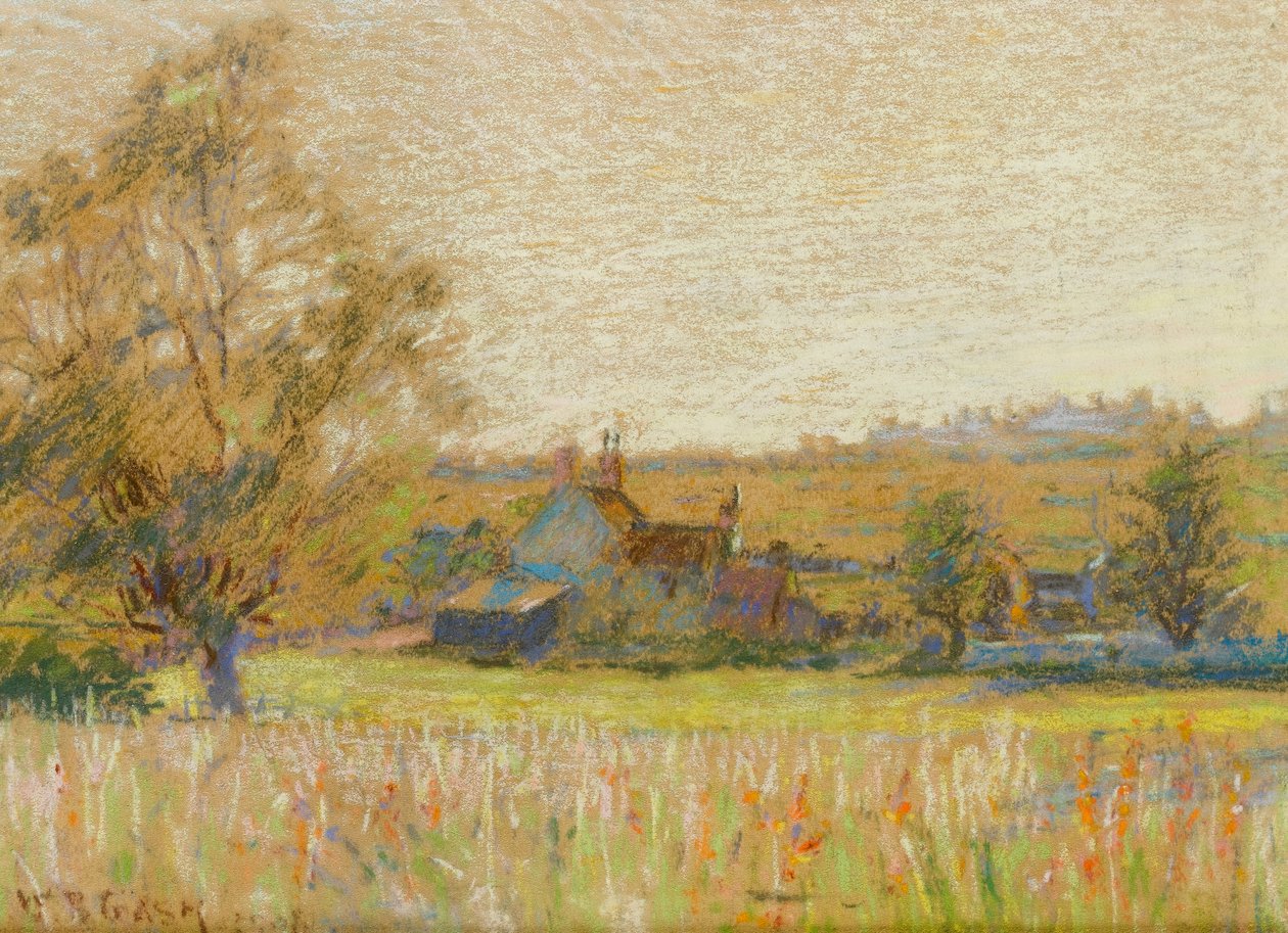 Sommerlandschaft mit einem Bauernhaus im Hintergrund von Walter Bonner Gash