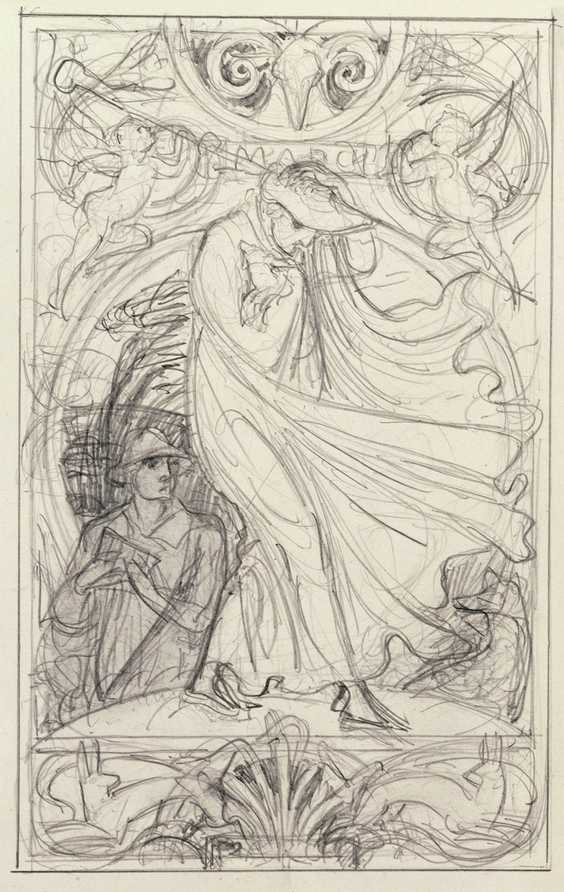 Vorbereitende Zeichnung für einen Kalender, ca. 1890 von Walter Crane