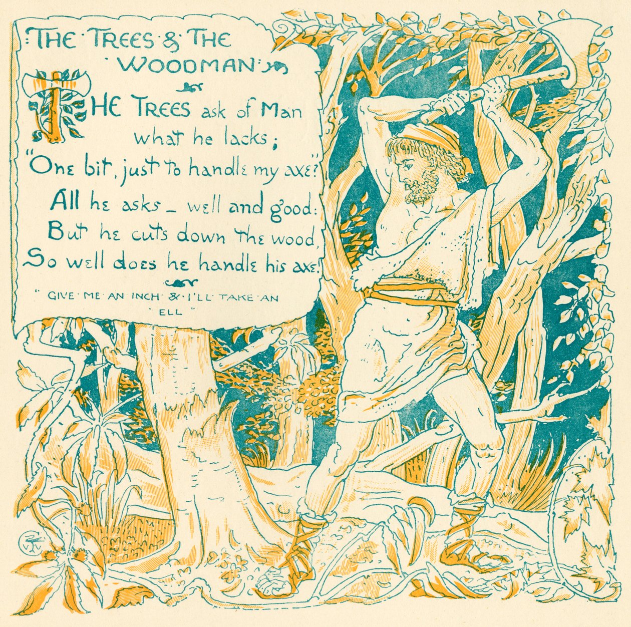 Die Bäume und der Holzfäller, Illustration aus 