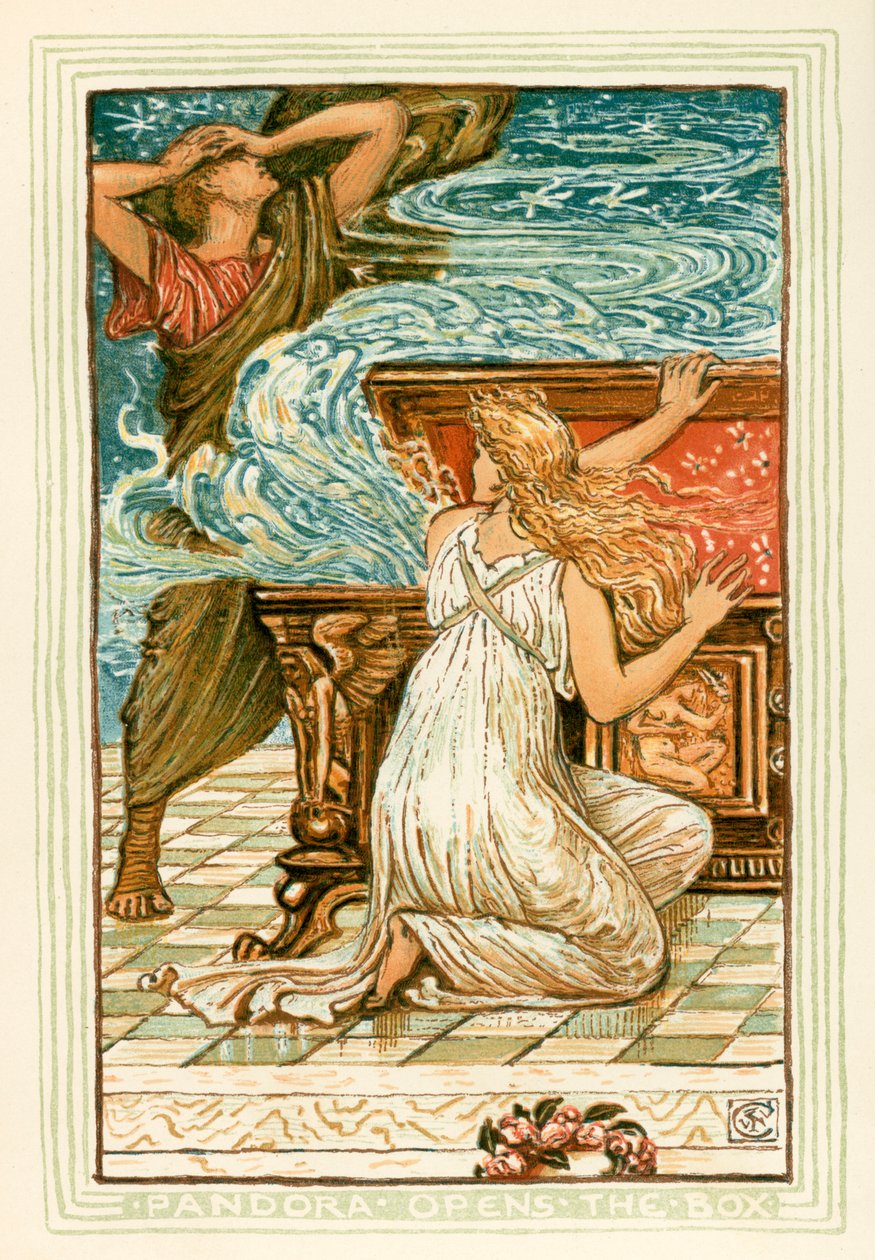 Pandora öffnet die Büchse von Walter (after) Crane