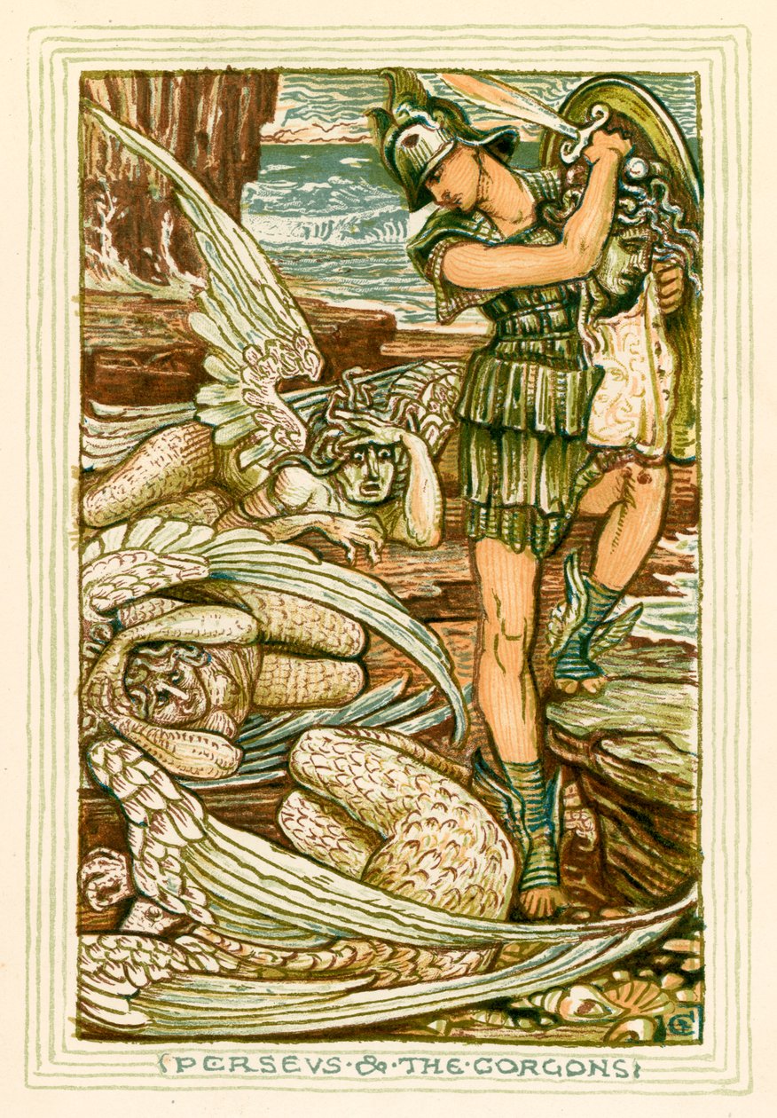 Perseus und die Gorgonen von Walter (after) Crane