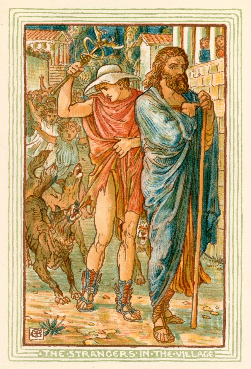 Die Fremden im Dorf von Walter (after) Crane