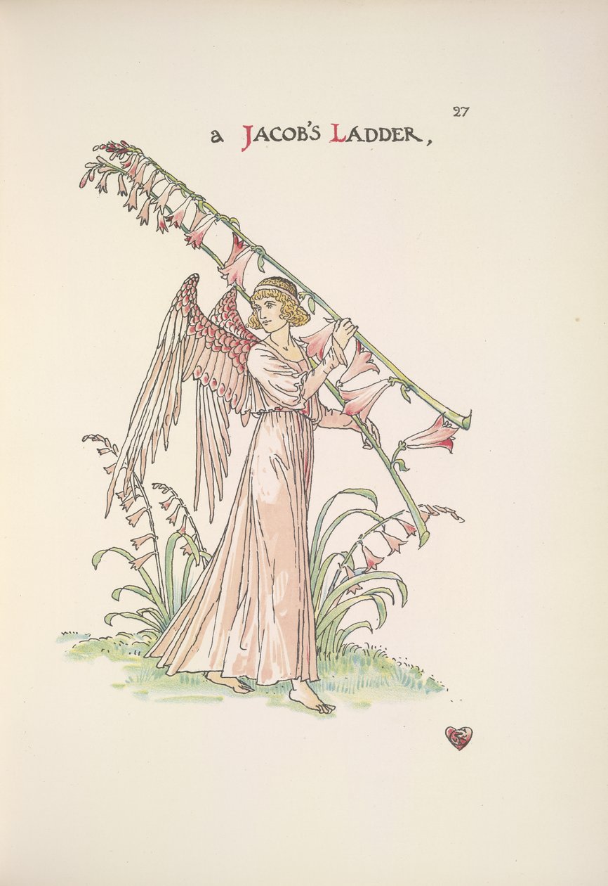 Eine Jakobsleiter. Ein Engel hält eine Leiter aus Pflanzen von Walter Crane