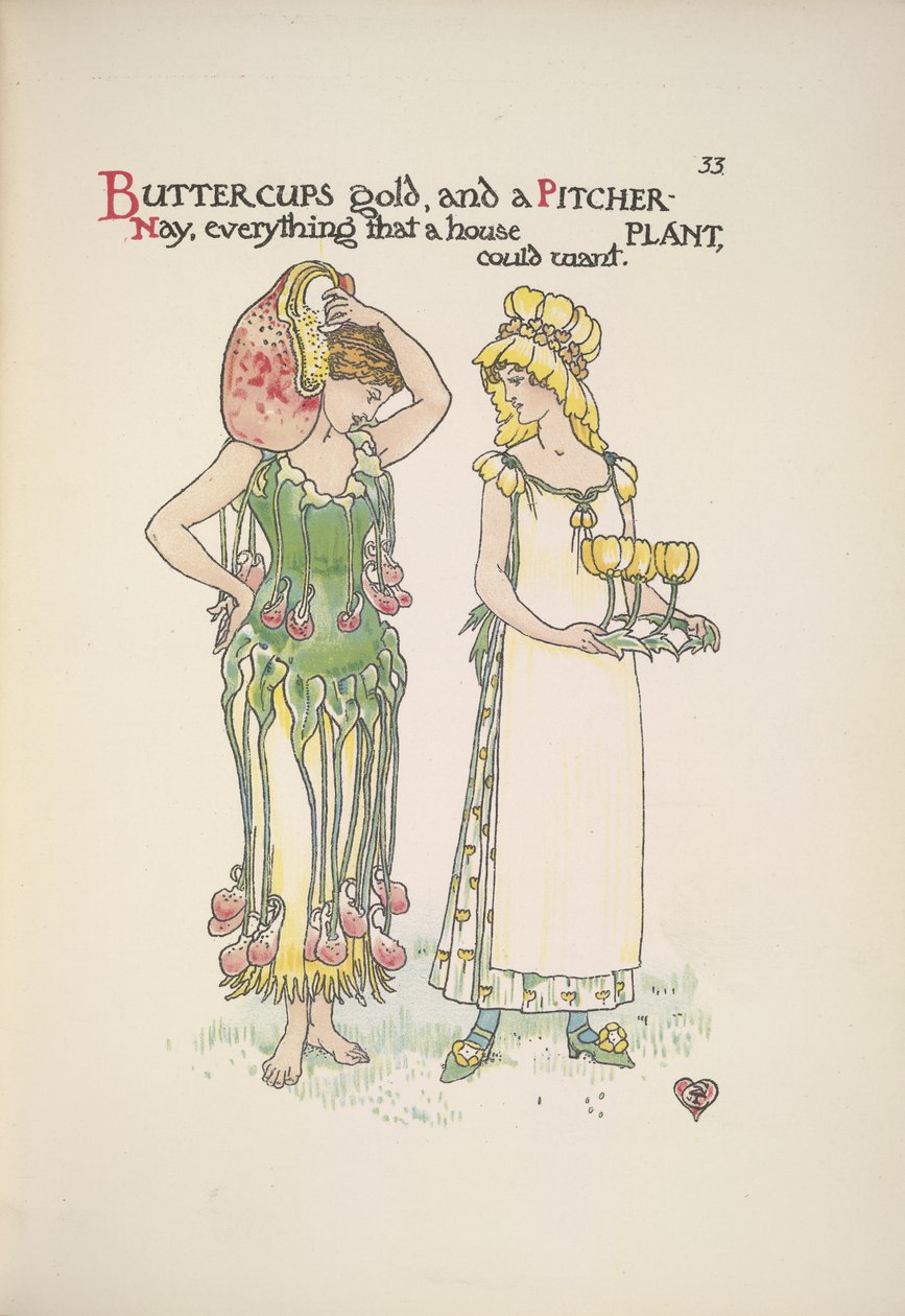 Butterblumen und Kannenpflanze. Zwei junge Frauen von Walter Crane