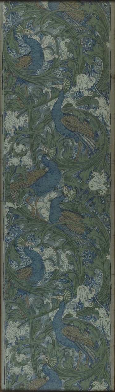 Geschnittenes Paneel von Feigen- und Pfauen-Tapete, um 1895 von Walter Crane