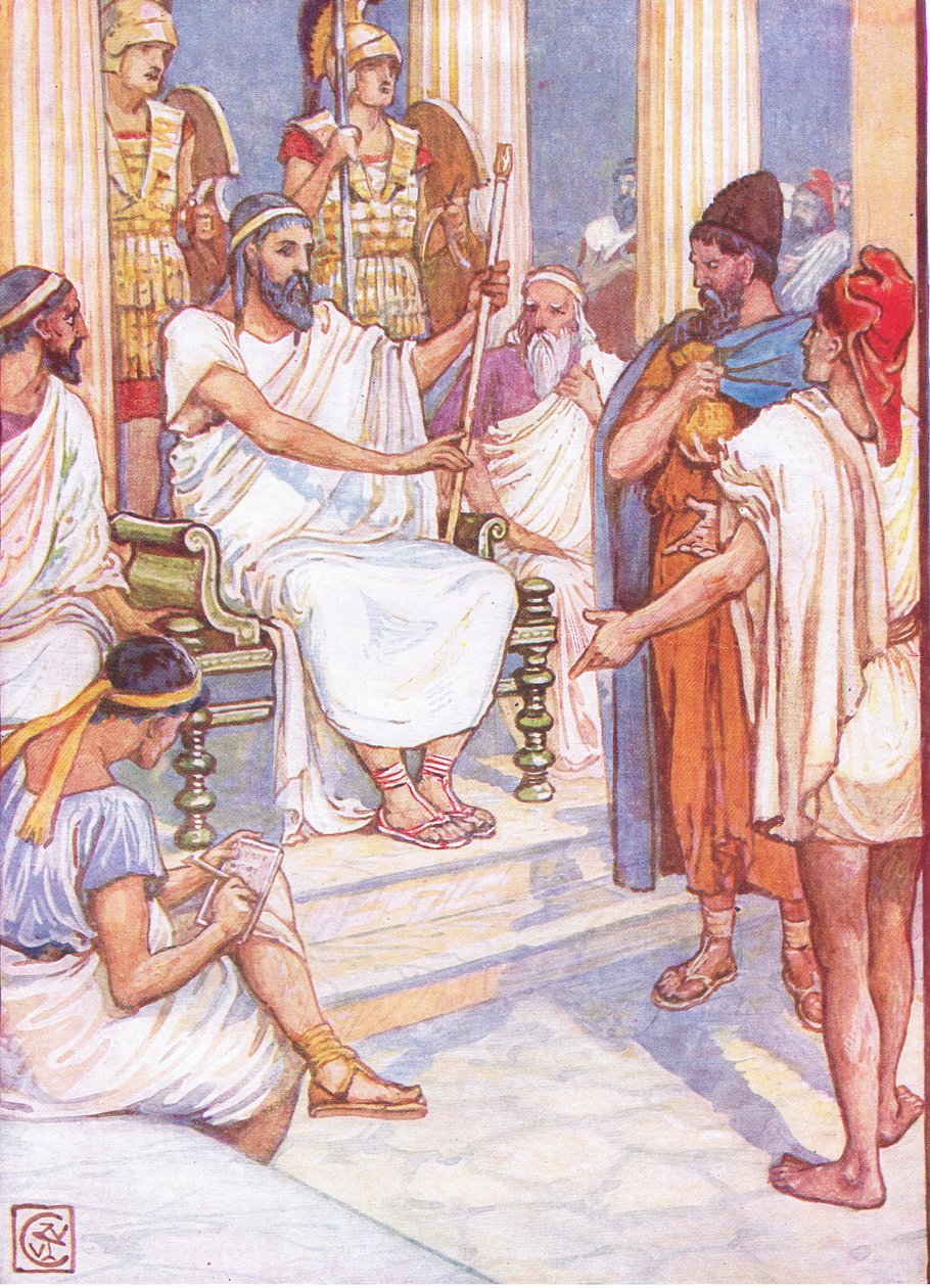 Solon, der weise Gesetzgeber von Athen, Illustration aus Die Geschichte Griechenlands, 1930er Jahre von Walter Crane