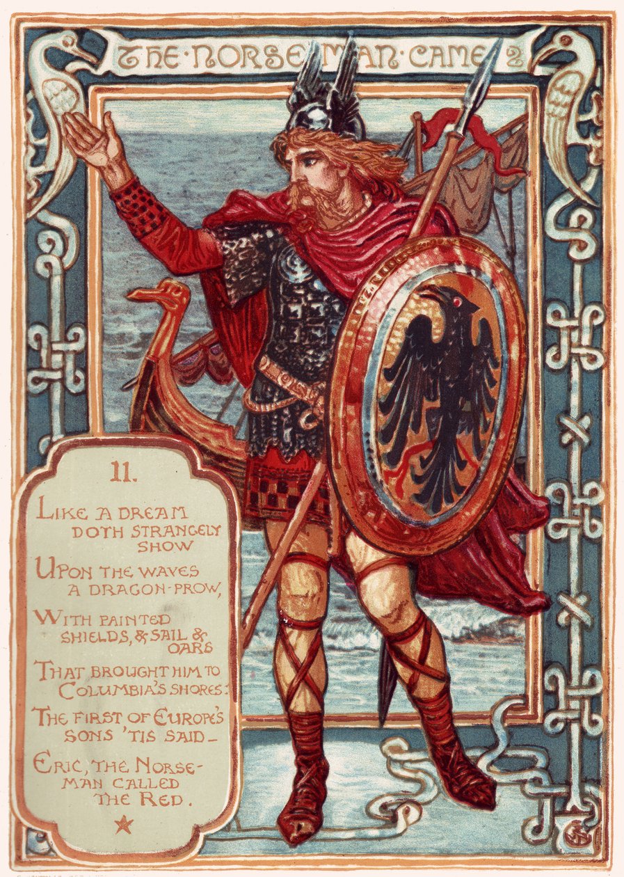 Der Norseman. Aus: Columbias Courtship: A Picture History of the United States, 1893 von Walter Crane