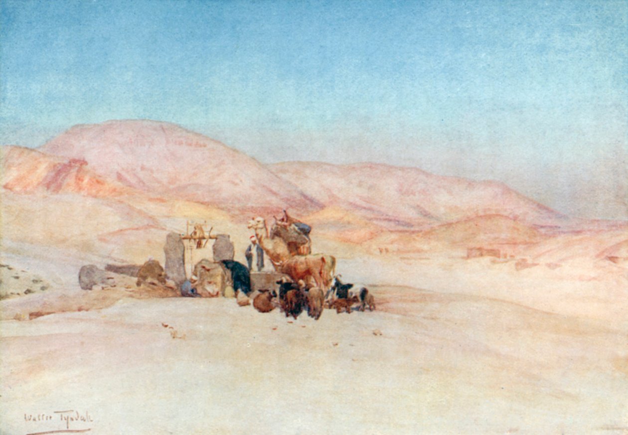 Der Brunnen, auf dem Weg zu den Königsgräbern (Farblithografie) von Walter Frederick Roofe Tyndale