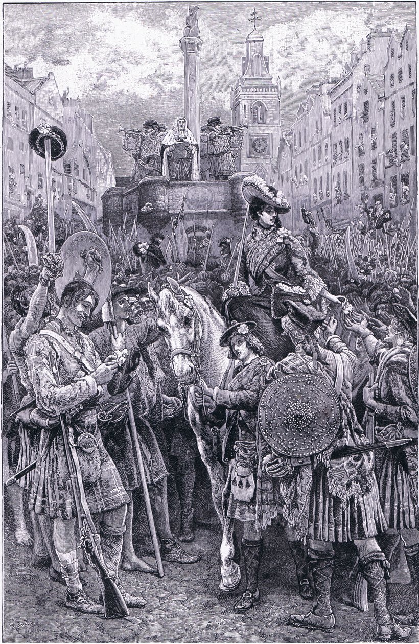 Proklamation des alten Prätendenten als König James VIII am Edinburgh Cross von Walter Paget