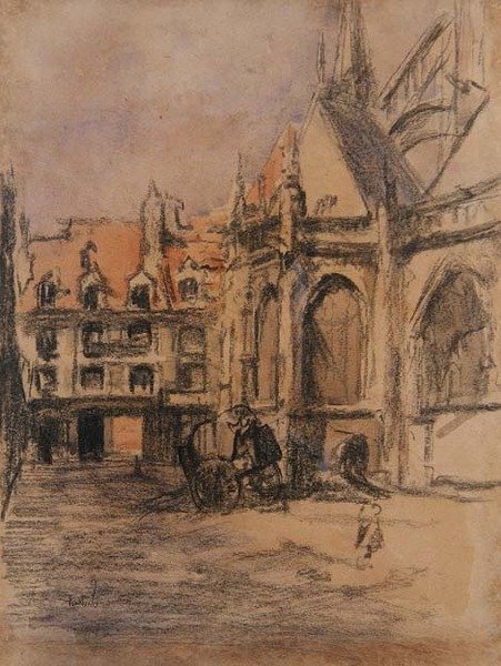 Rue Sainte Catherine und die alten Arkaden, Dieppe, ca. 1900 von Walter Richard Sickert