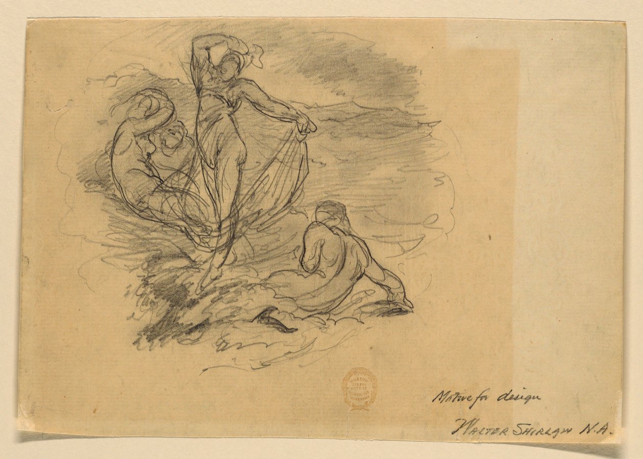 Eine Gruppe von vier Nymphen (Motiv für Design) von Walter Shirlaw