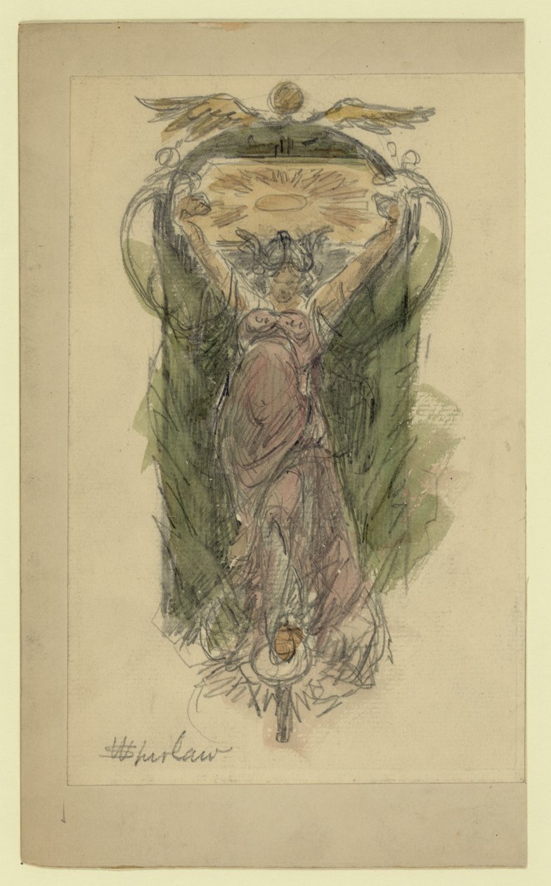 Studienzeichnung für ein Wandgemälde einer Frau, Nr. 1 von Walter Shirlaw