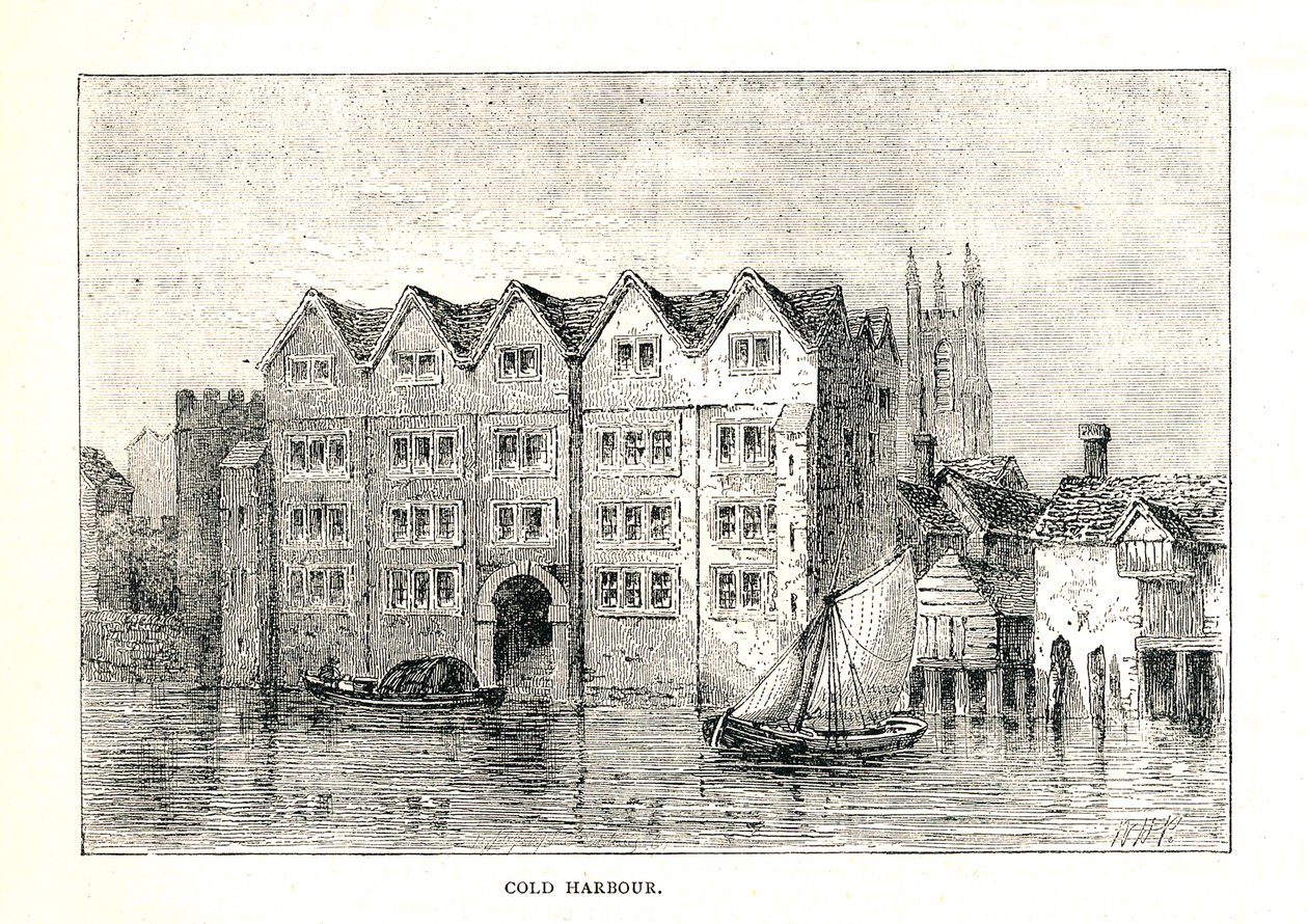 Cold Harbour. Mittelalterliches Herrenhaus Nordufer der Themse oberhalb der London Bridge, 1894 von Walter Thornbury