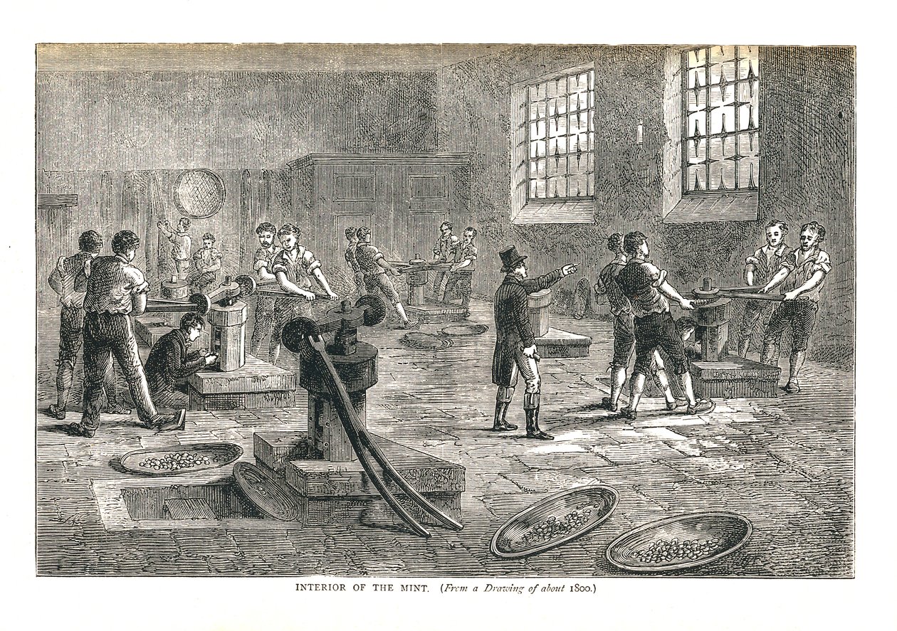 Das Innere der Münzstätte, nach einer Zeichnung von ca. 1800, 1878 von Walter Thornbury