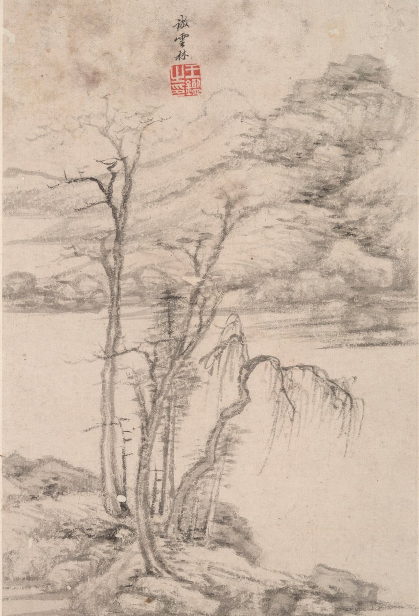 Landschaft im Stil verschiedener alter Meister: Landschaft nach Ni Zan (1301 von Wang Jian